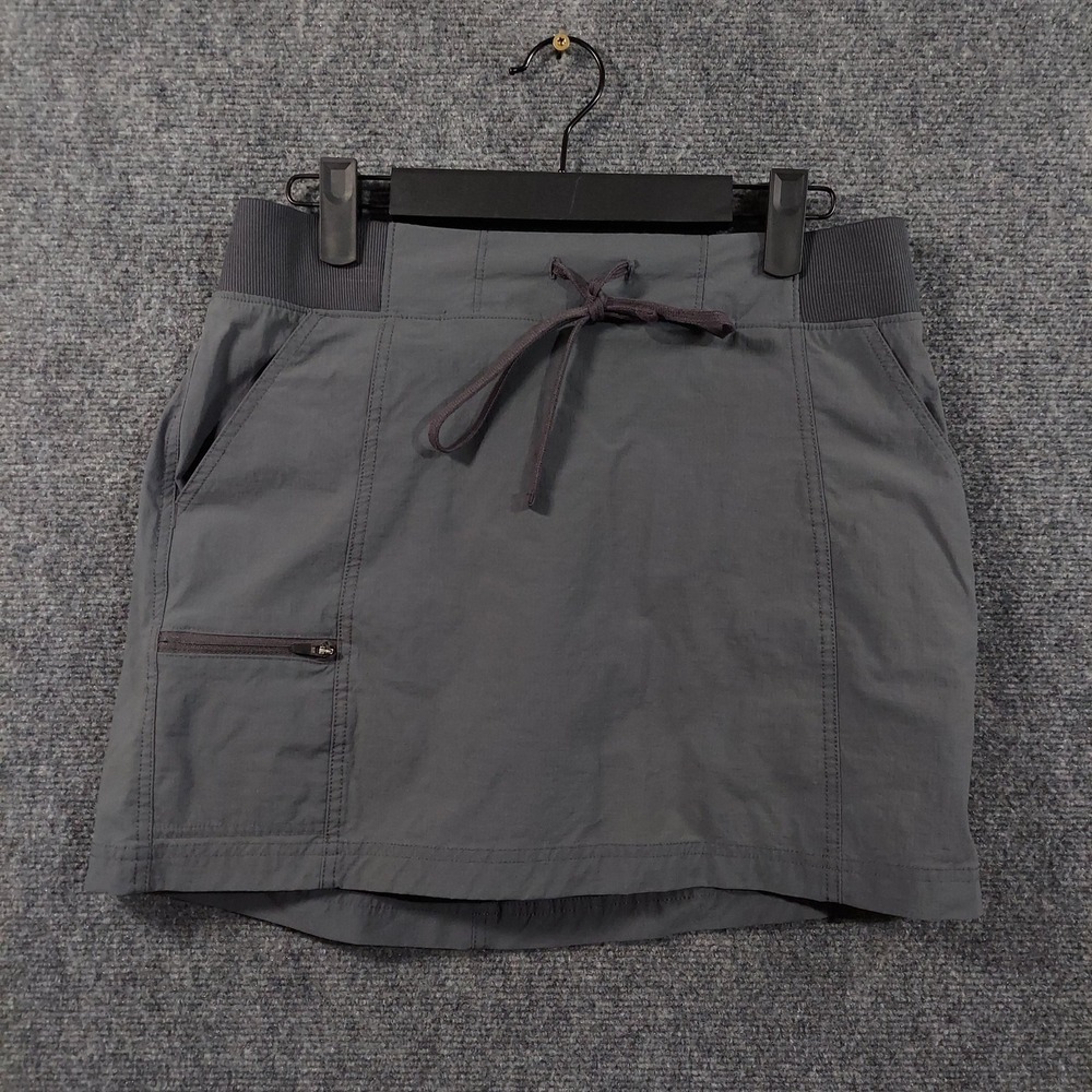 Eddie Bauer Skort Womens Small Gray Athletic Drawstring Pockets Lined Casual